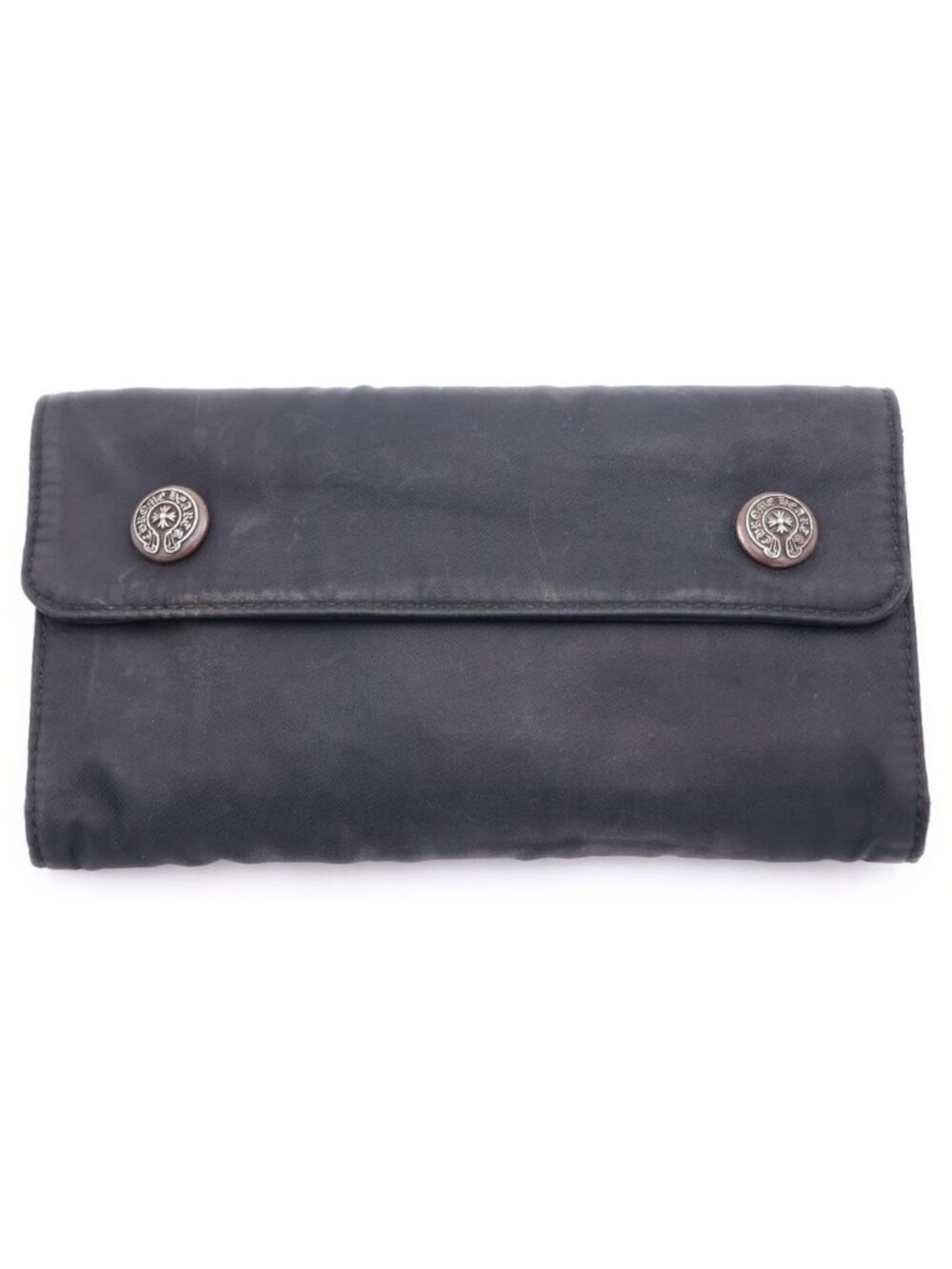 Chrome Hearts Wave Horseshoe Button Nylon Wallet Black